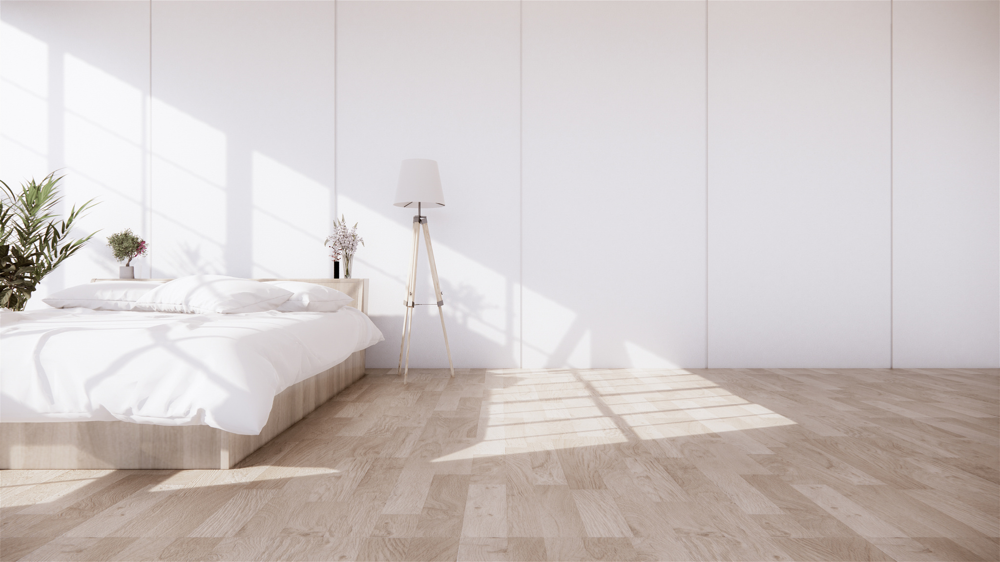 Bedroom Interior with Wooden Floor
